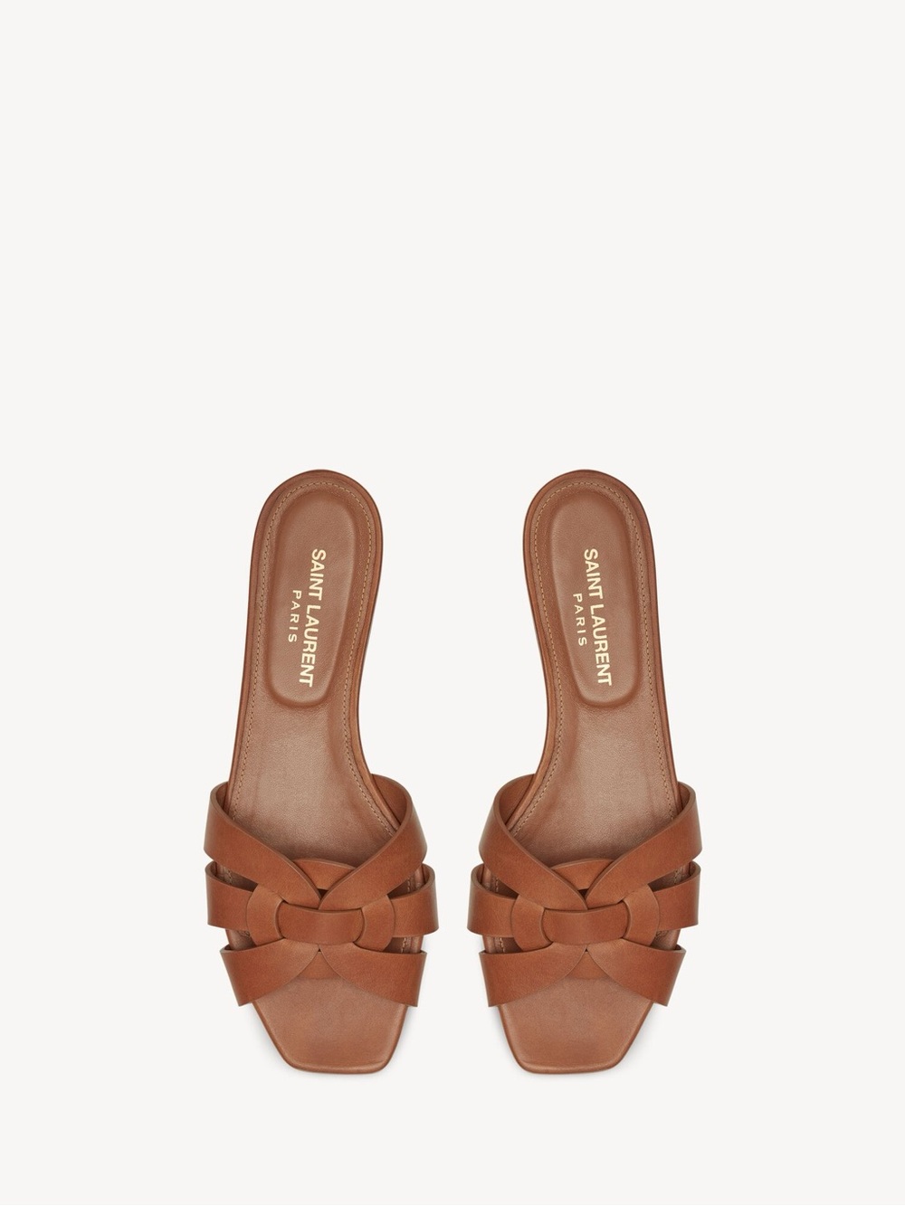 Saint Laurent YSL Tribute Mules in smooth Braided Leather Color amber Size 36.5